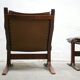 Scandinavian armchair and ottoman Siesta in brown leather by Ingmar Relling for Westnofa editions