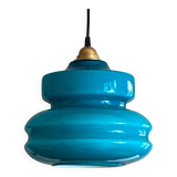 Suspension old lampshade in blue opaline glass