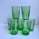 Set of 7 green glass liquor glasses 60s-70s