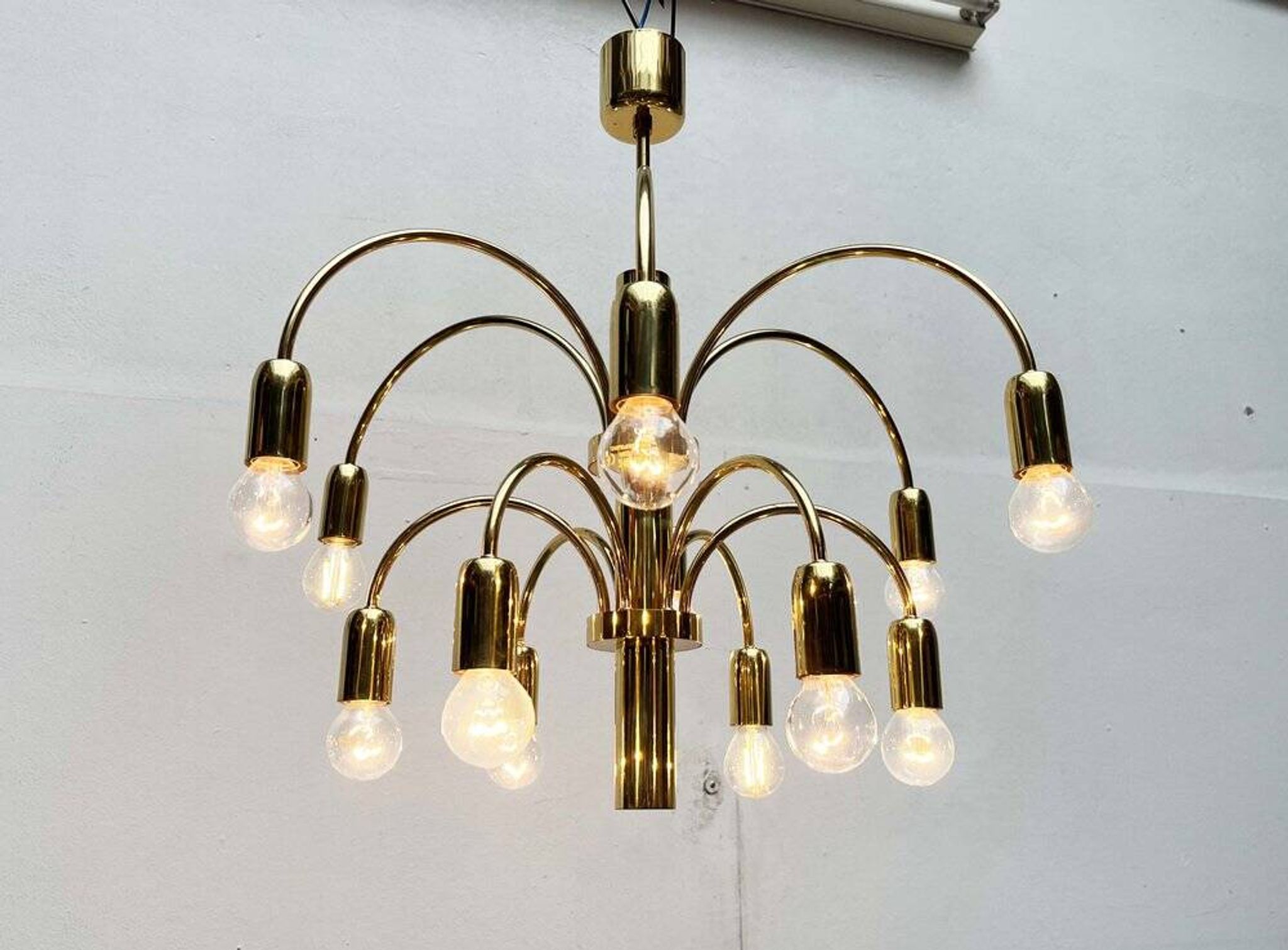 German vintage brass chandelier by Star Leuchten, 1970s.