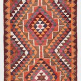 Bold multicolor kilim runner rug,92x395cm