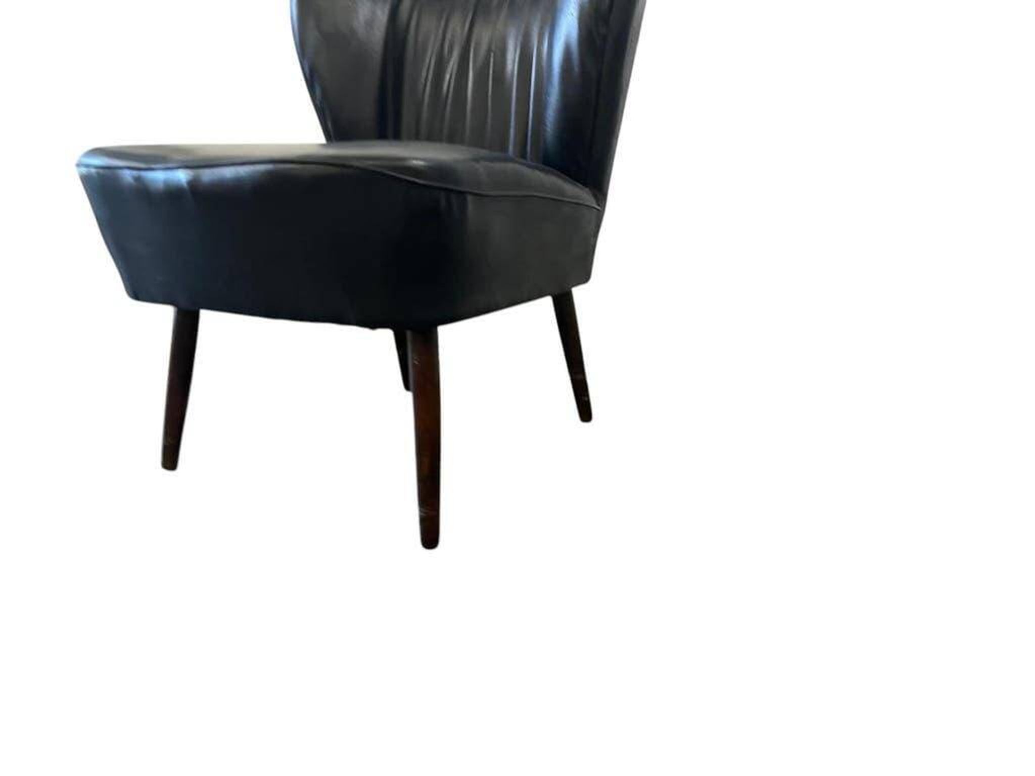 Fauteuil cocktail vintage en similicuir noir / siège unique