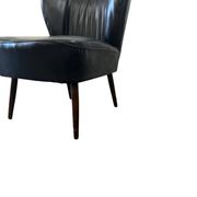 Fauteuil cocktail vintage en similicuir noir / siège unique