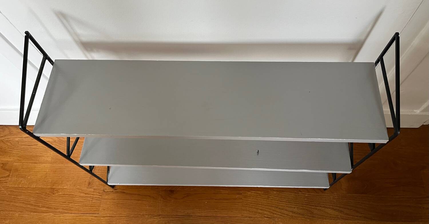 Vintage wood and metal shelf