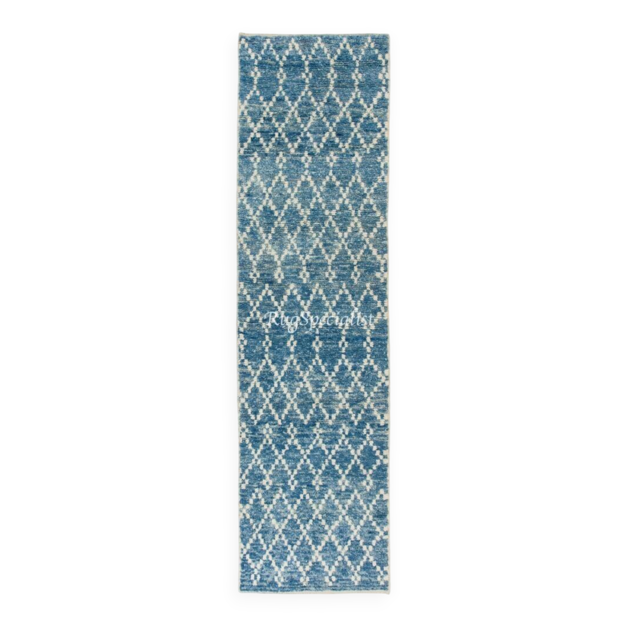 Moroccan Berber Tulu Runner Rug in Light Blue Color. 100 Wool