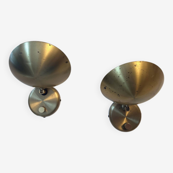 Pair of vintage wall lights, adjustable brass and dimmer, France 1970