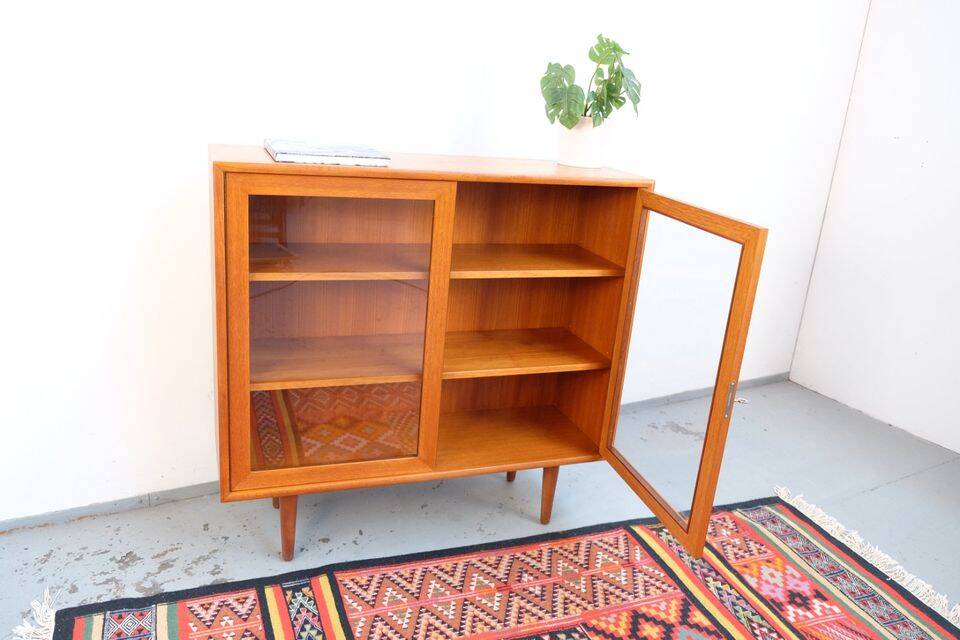 Commode vitrine WK style années 60, en teck, vintage rétro.
