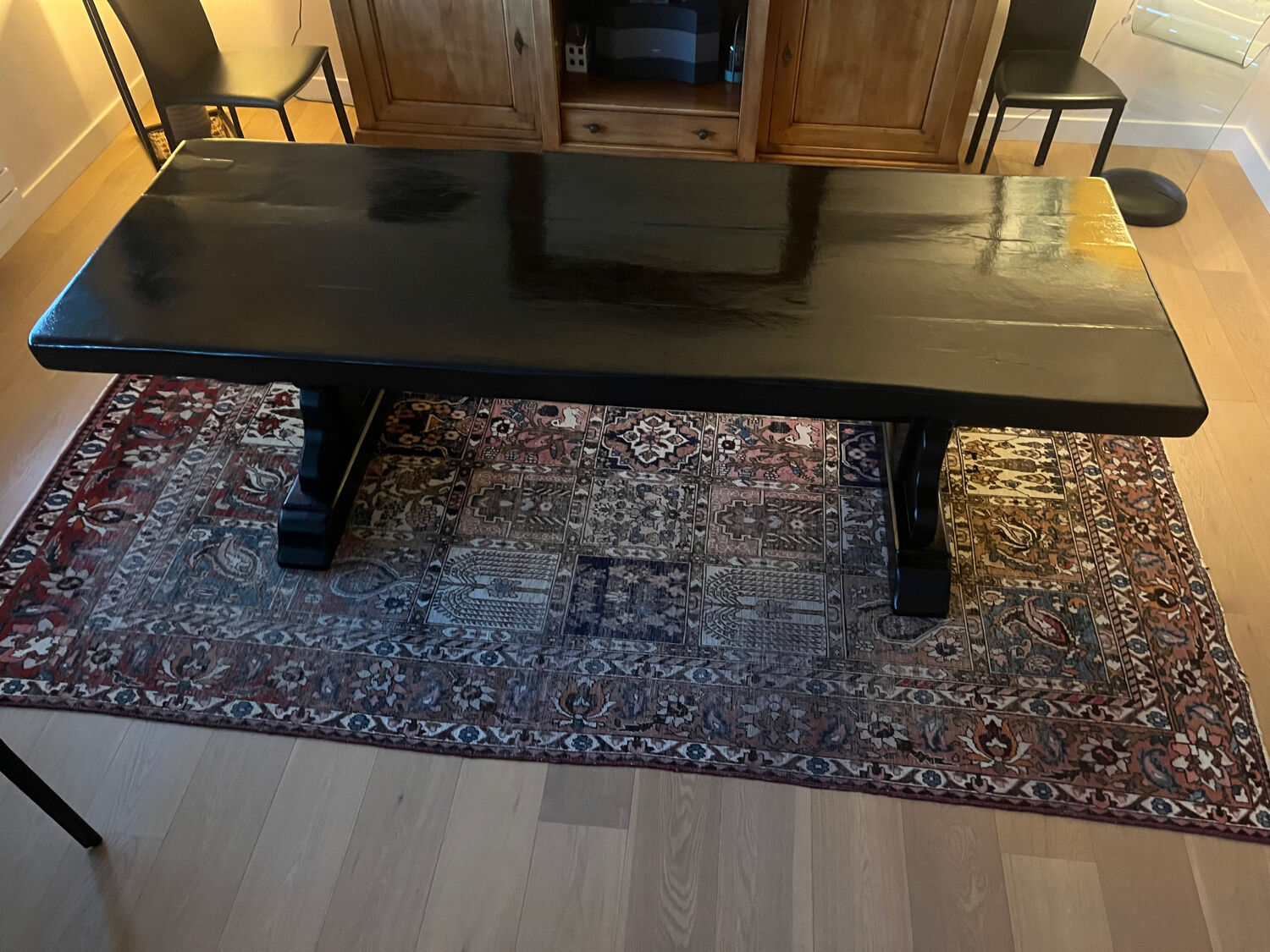 Monastery table in solid oak, black lacquered.