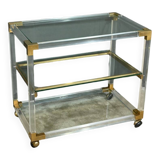 Rolling acrylic and brass serving table – 1960