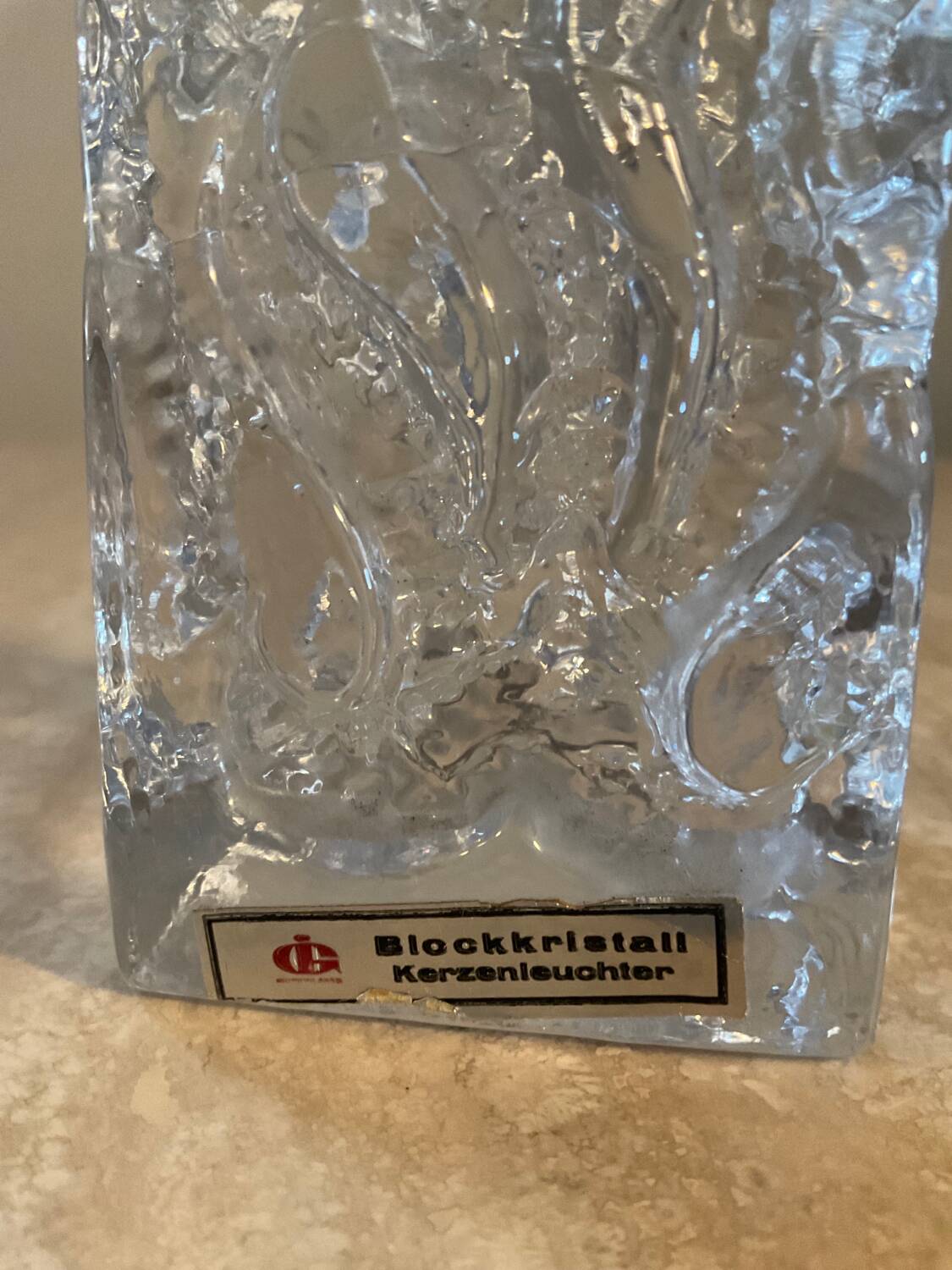 IG Ingrid Glas Blockkristal candle holder for Kerzenleuchter 70s