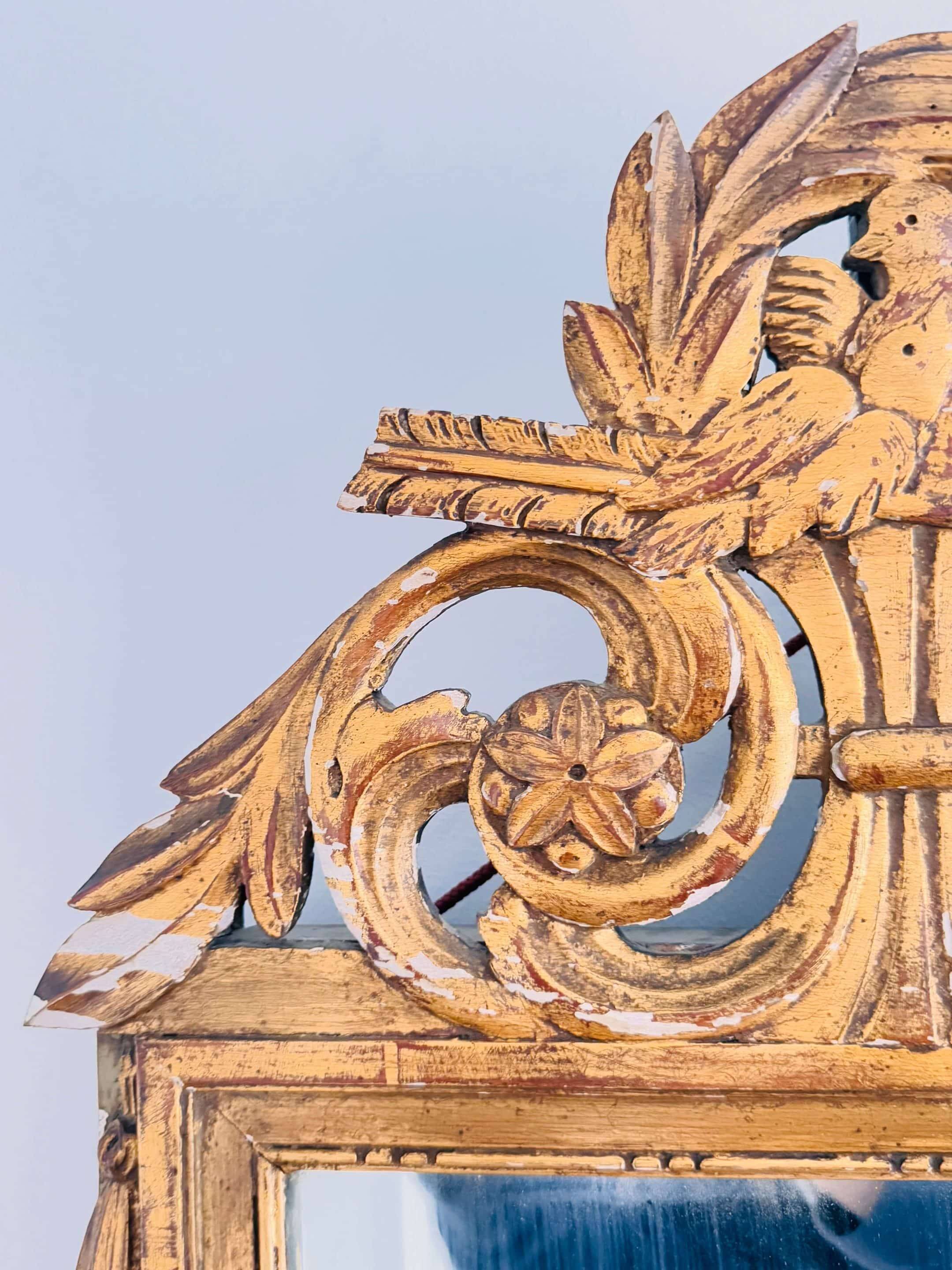 Louis XVI style giltwood pediment mirror