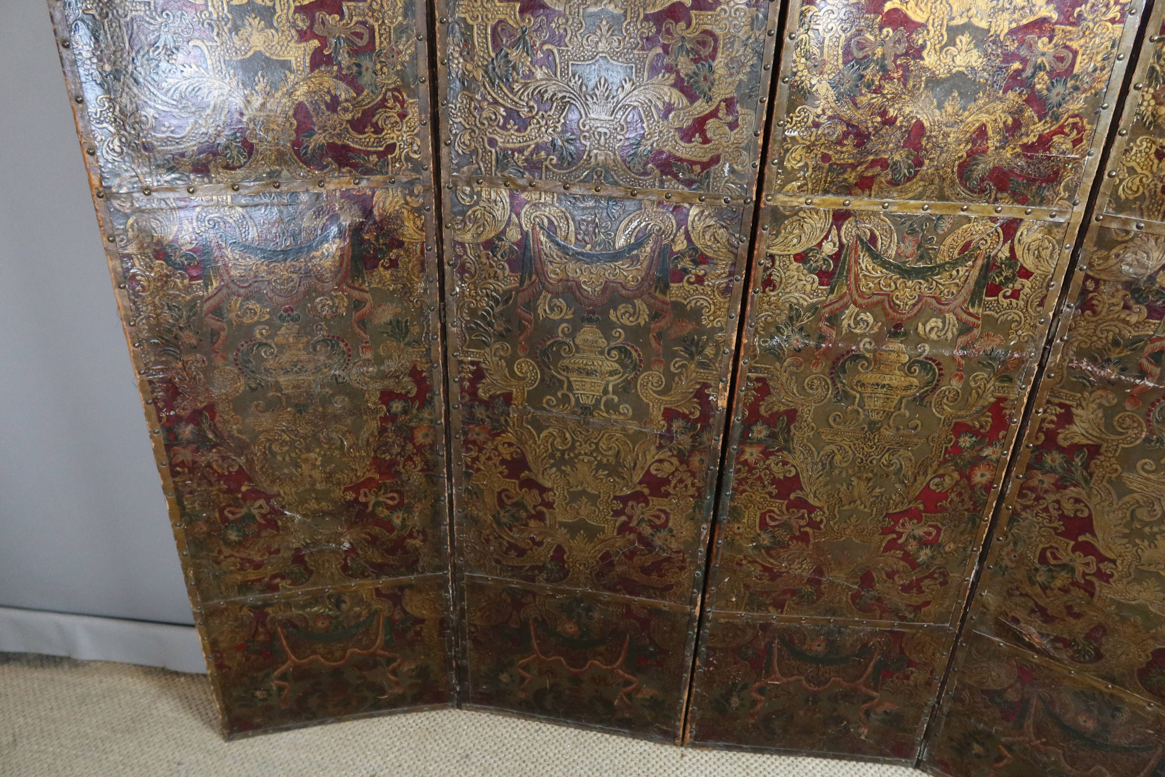 17th-century Cordoba leather screen