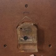 Old wall clock jaz quartz wall clock in formica brown 1960s