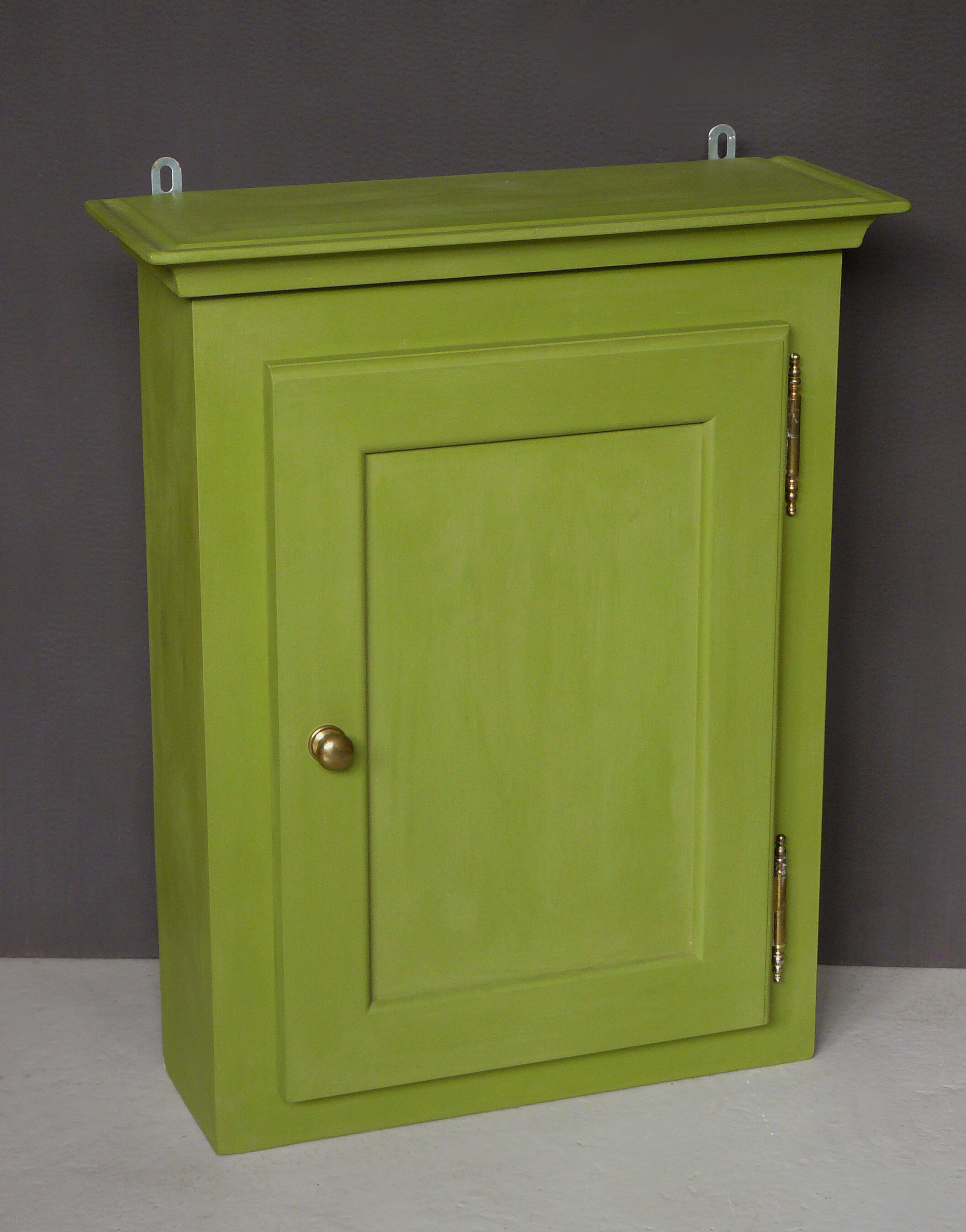 Green cabinet to hang painted and waxed