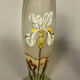 Pair of glass vases with iris enamelled decor
