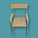 Antique wooden and metal children's chair with armrests – circa 1960