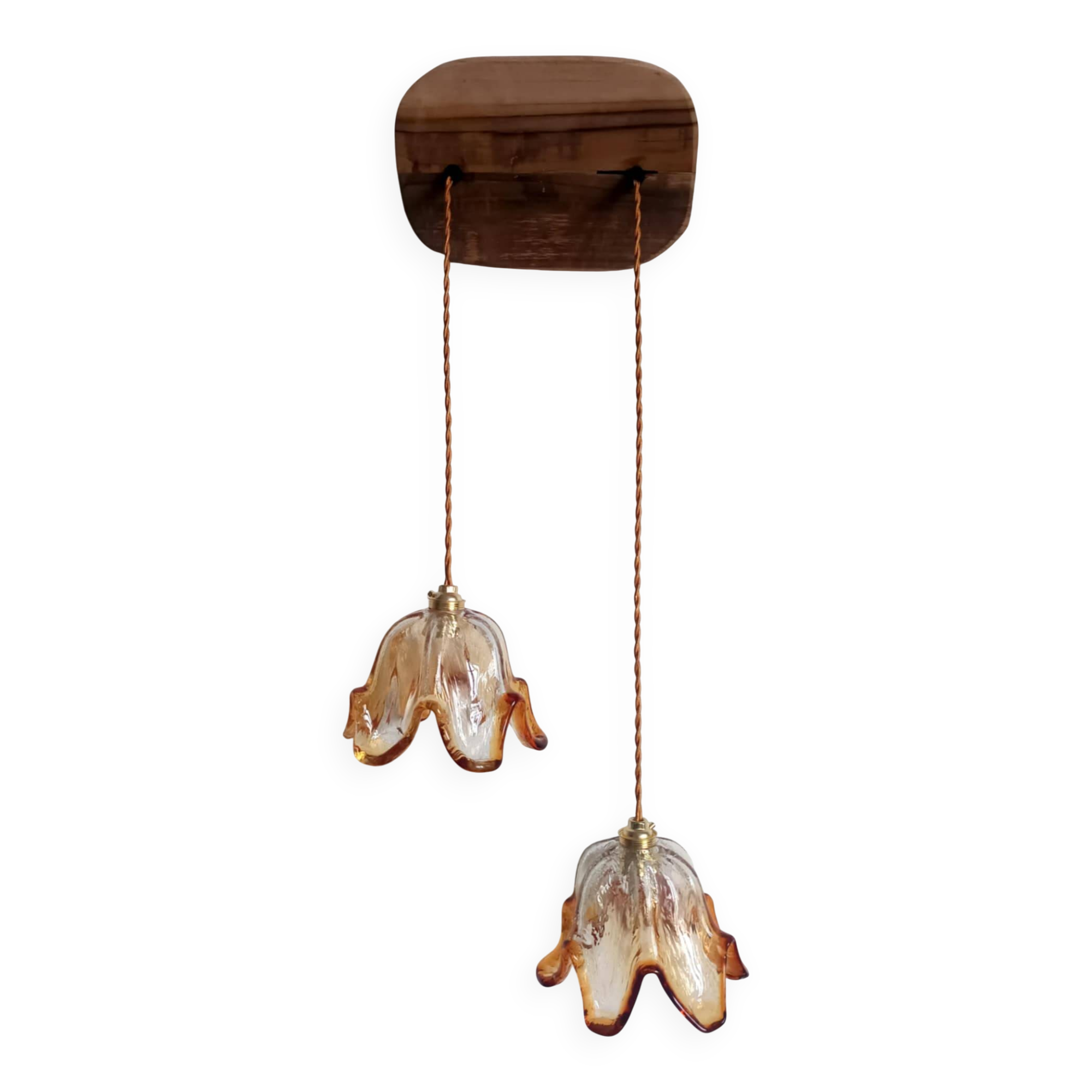 Pair of Murano glass tulip suspensions from 1970.