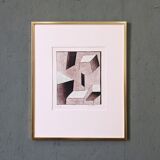 Lithographie suédoise moderne du milieu du siècle signée par Curt Hillfon (1/211) « Formes cinétiques »