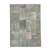 Handwoven Oriental Overdyed 176 cm x 247 cm Grey Patchwork Carpet