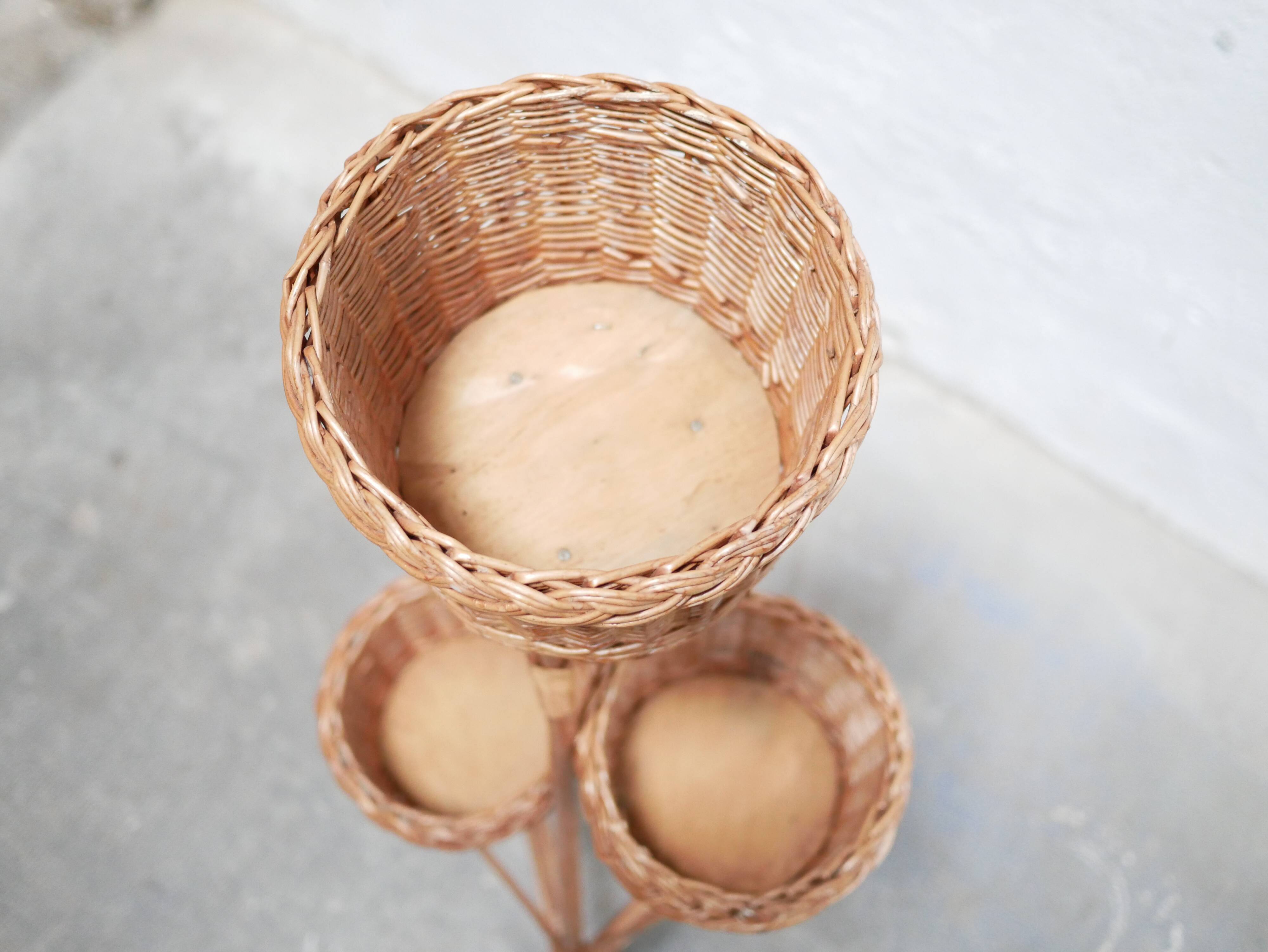 Vintage rattan plant holder