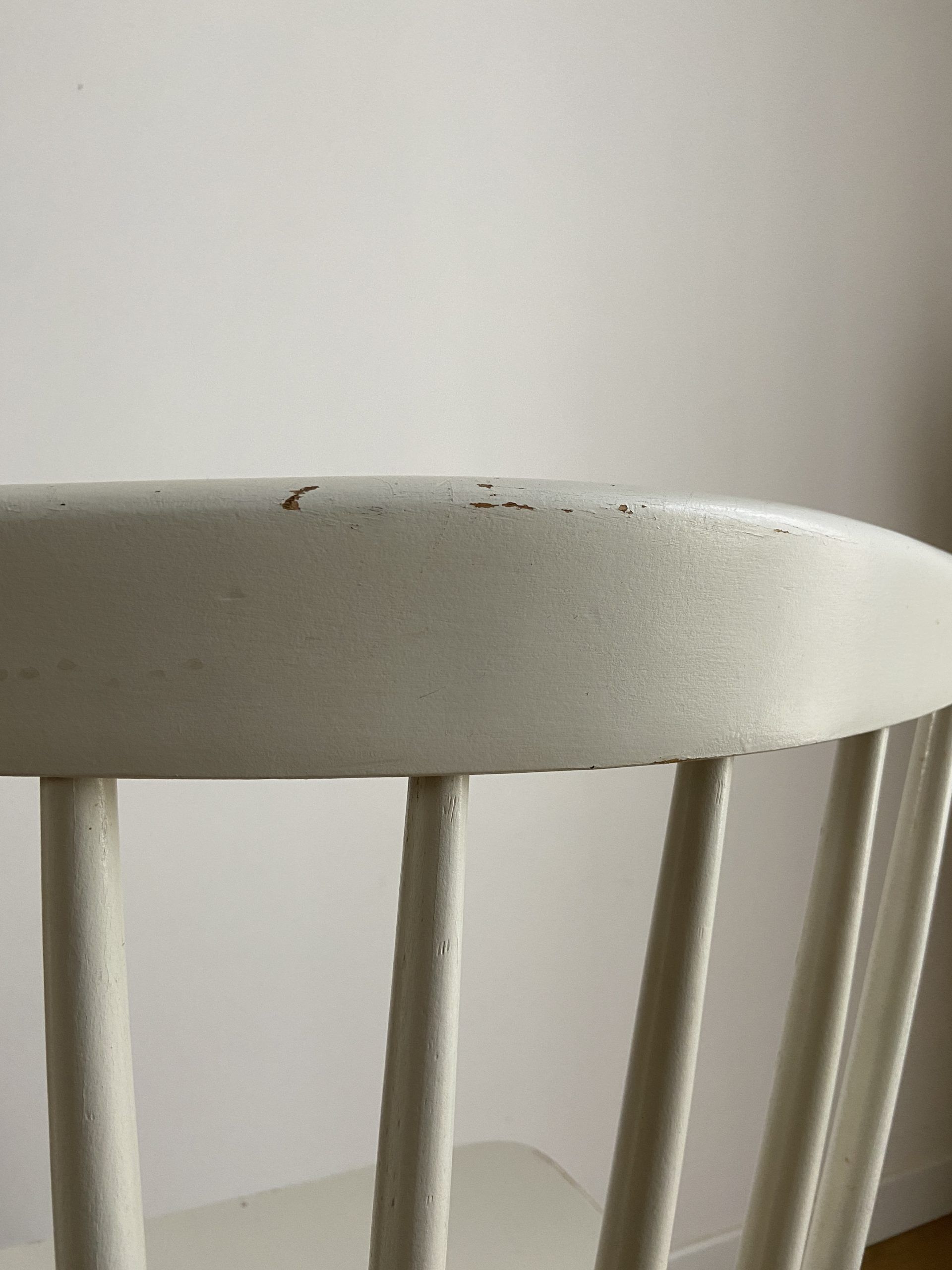 Vintage scandinavian style white chair in solid wood