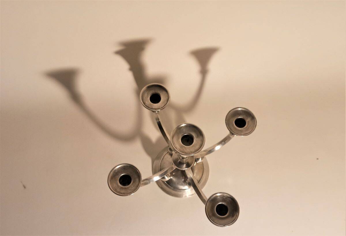Candelabra 6 branches 50s silver metal