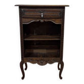 Oak accent furniture bookshelf with a drawer, early 20th century work.