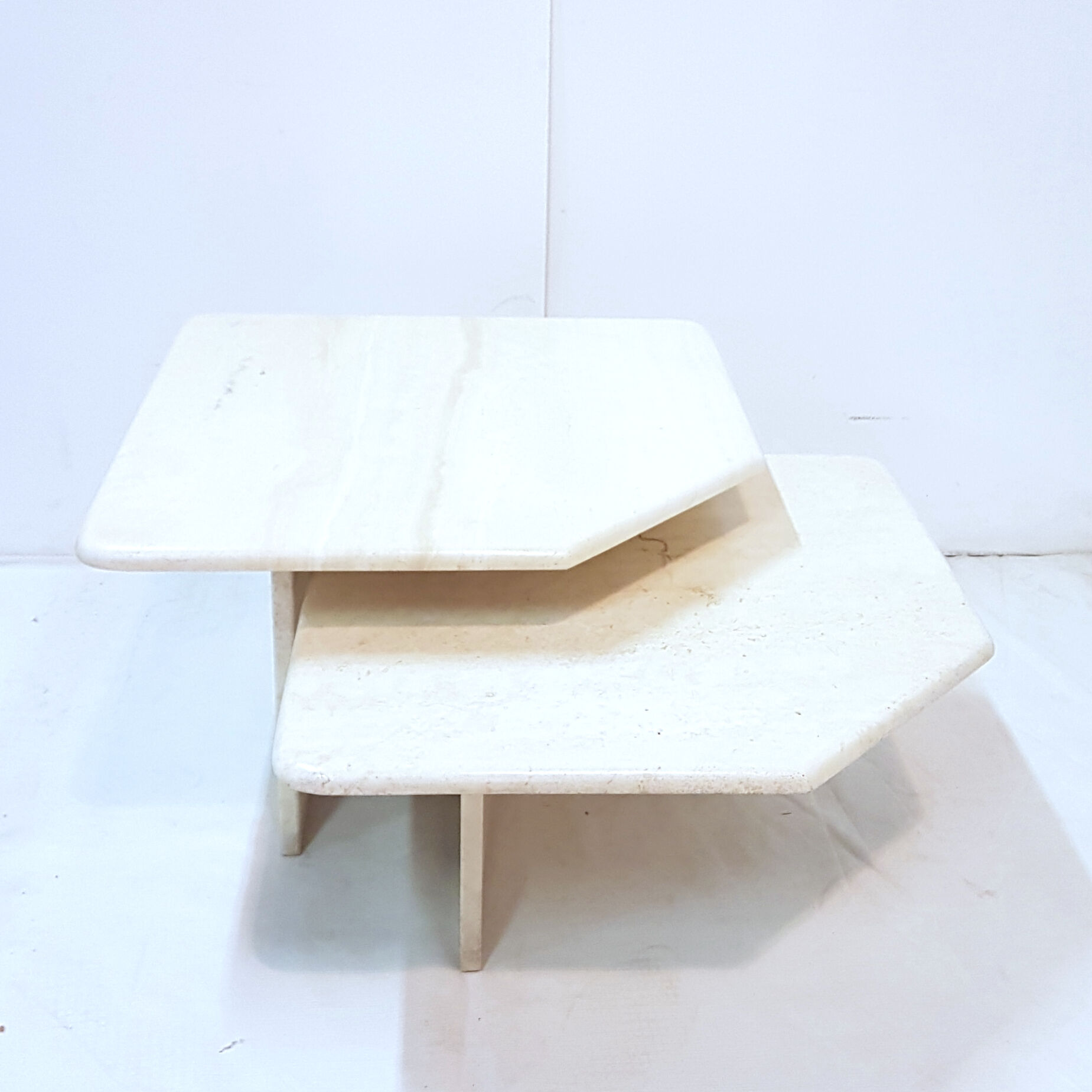 Set of 2 travertine side tables, 1970s