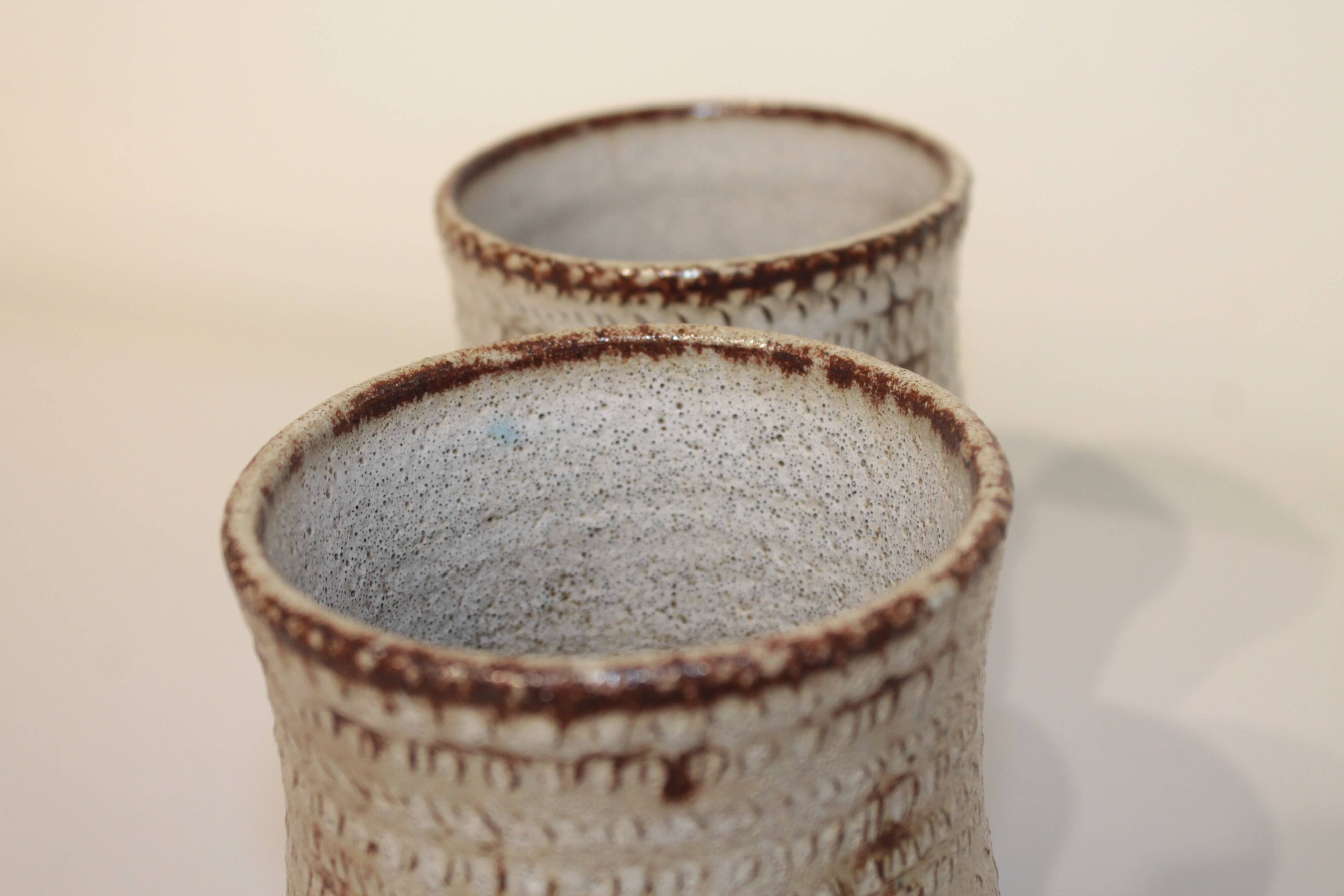 Pair of vintage Accolay ceramic vases signed