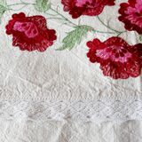 Drap ancien en lin broderie 200X260