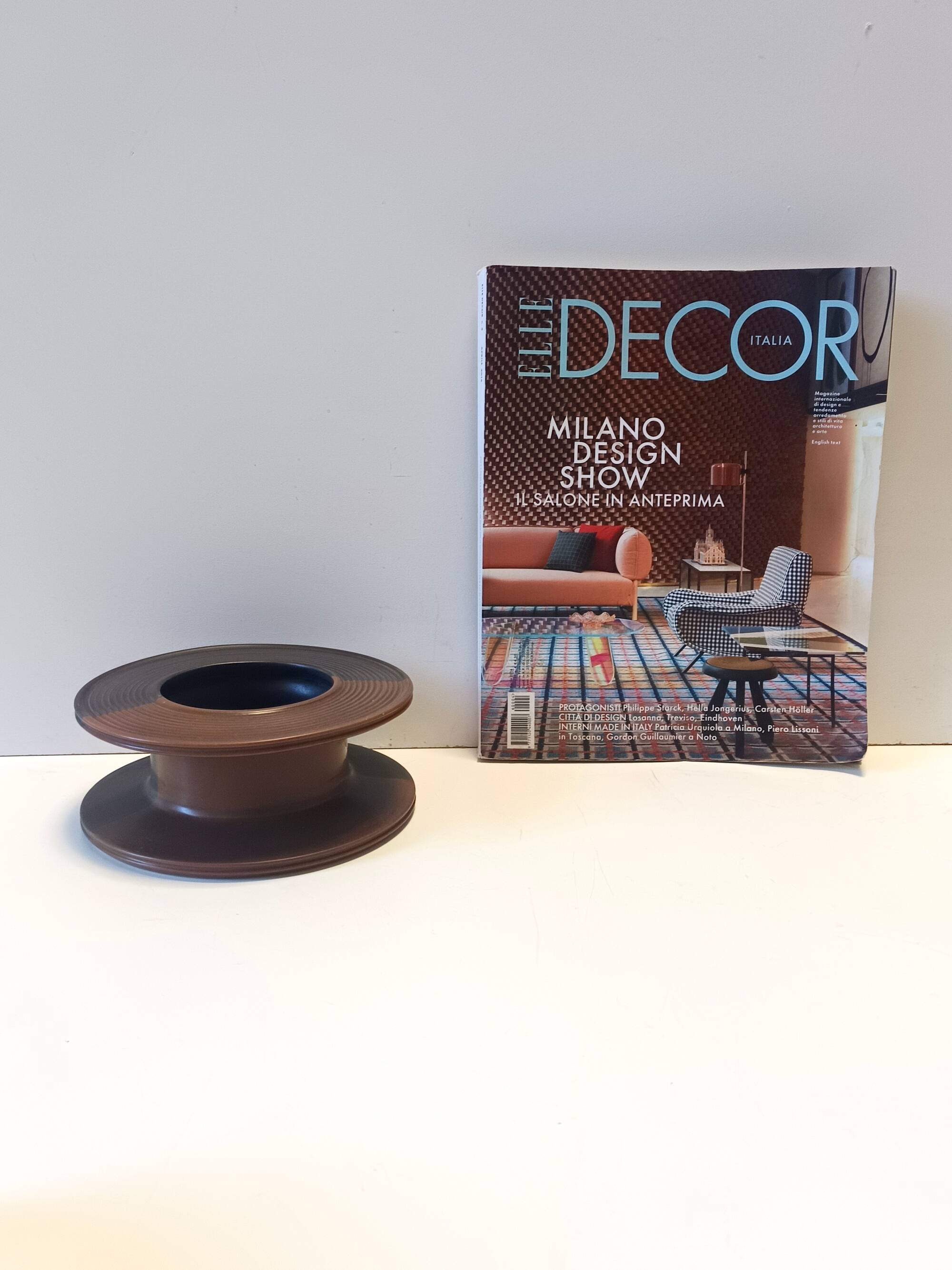 Black and Brown Hand-Painted Ceramic Piece attributed to Franco Bucci, Italy