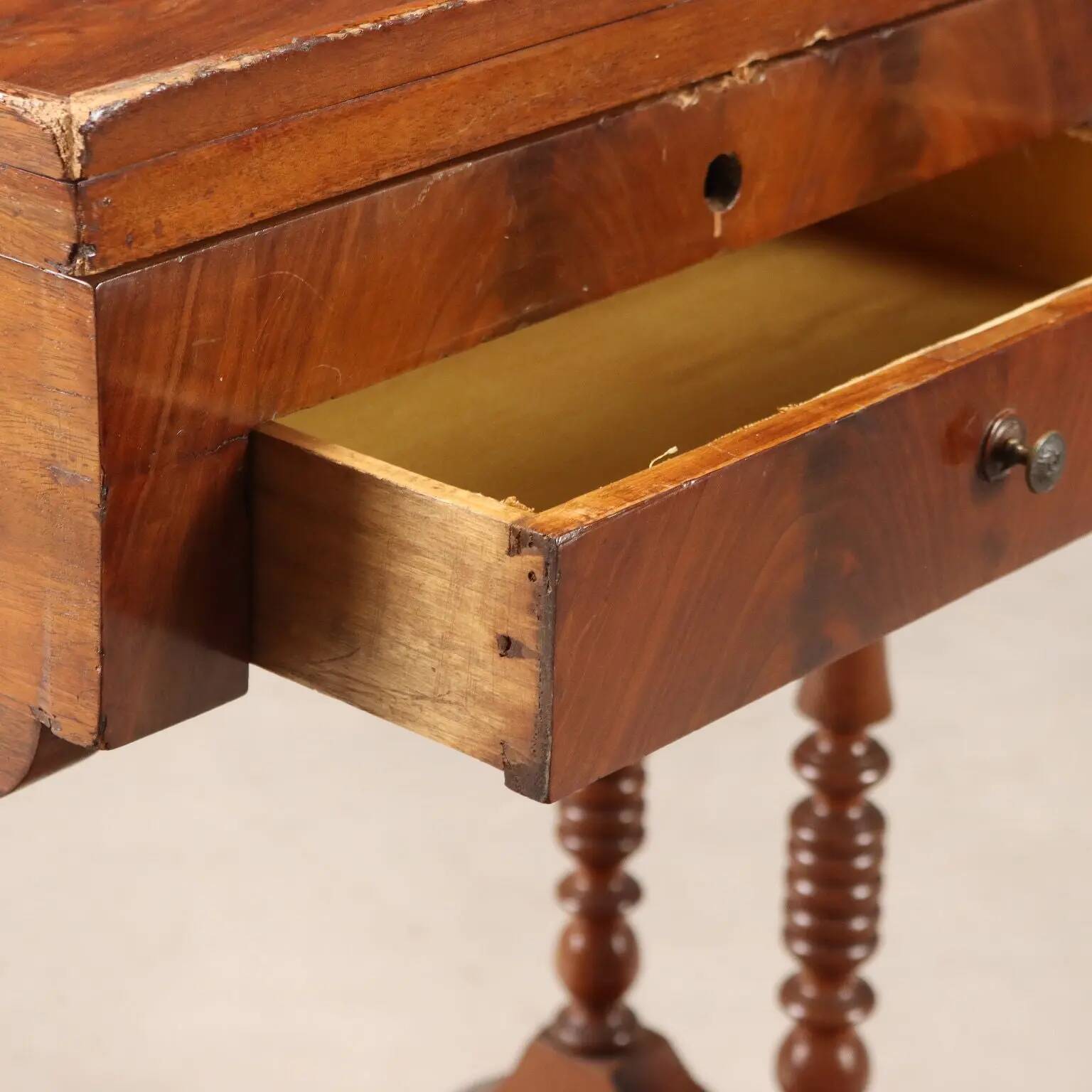 Antique mahogany sewing table with drawer, Italy, 19th century