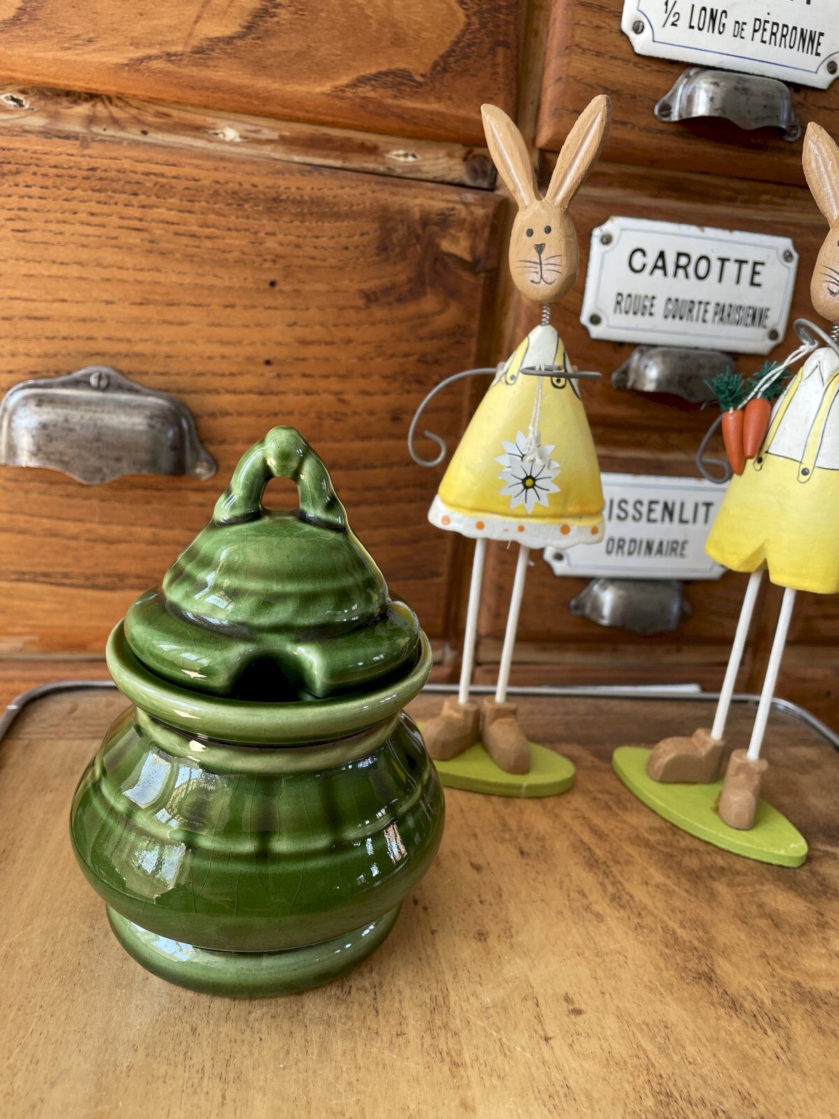 Green ceramic sugar bowl (jam bowl)