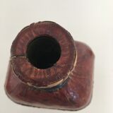 Lot of 2 ethnic leather-wrapped bottles and box