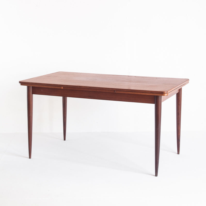 Table en teck avec rallonges de style scandinave - France, 1960