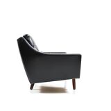 1960s Georg Thams Black Leather Three-Seater Sofa