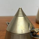 Metal Art Deco teapot, sugar bowl, milk jug, 1960s, set of 3