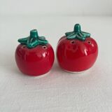 Vintage tomato salt and pepper shakers in slip