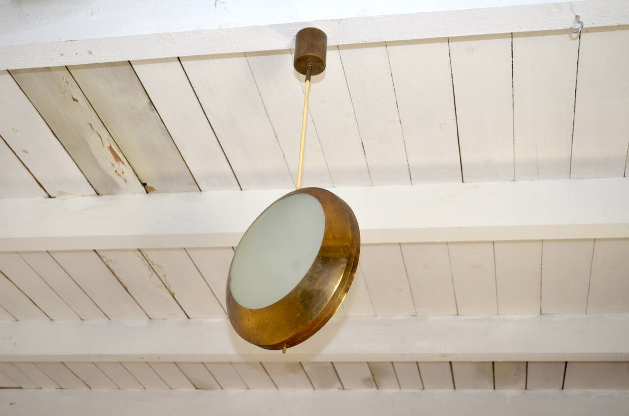 Stilnovo Pendant Lamp Model "1205" 1960s, Vintage 1960s Brass Chandelier