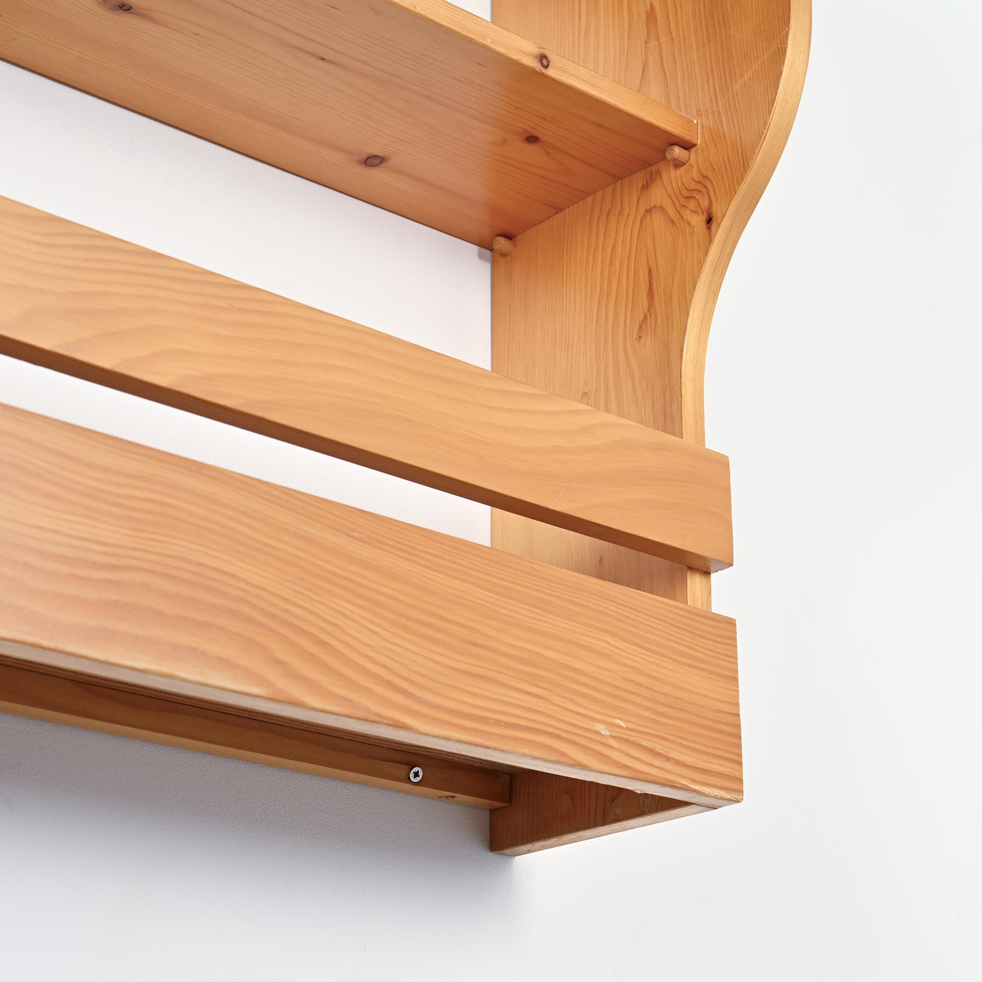 Wall-mounted pine cabinet, Les Arcs 1800, circa 1970