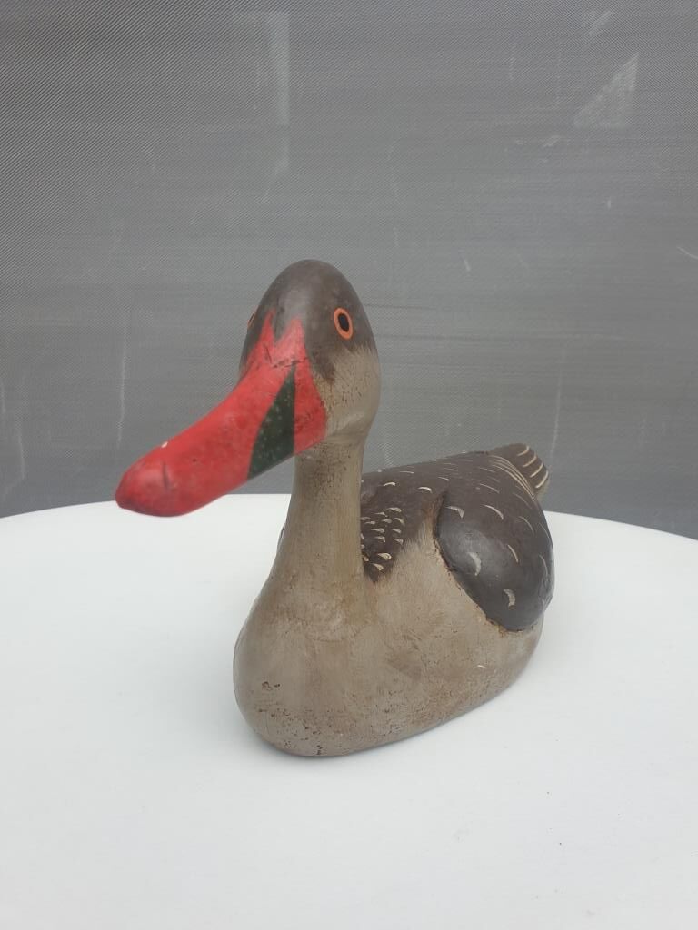 Canard à bec rouge bois peint