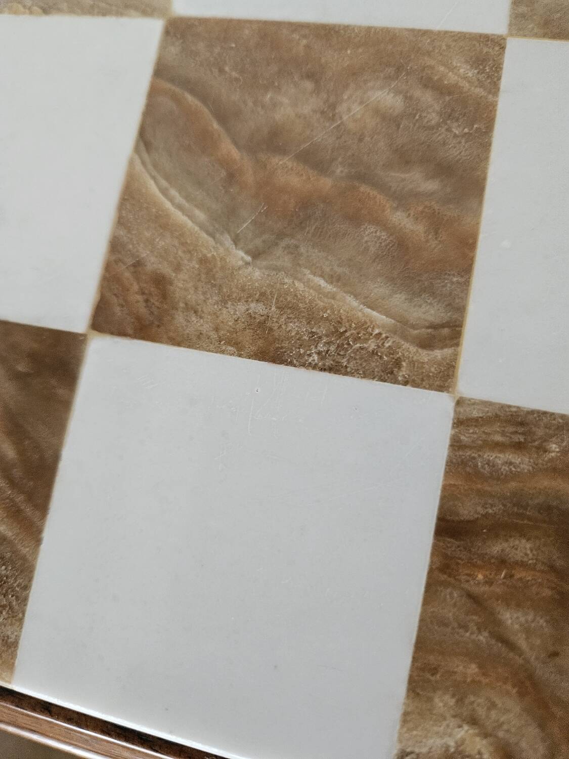 Onyx chess table on wooden stand