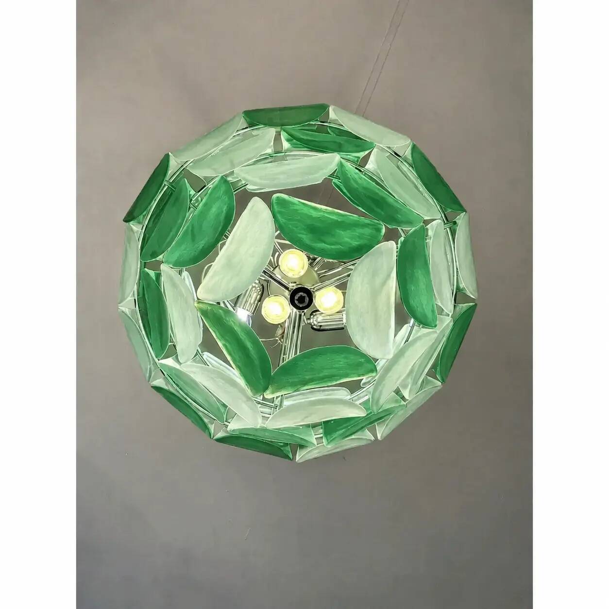 Modern Green Petals Murano-Style Glass Chandelier