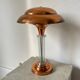 Art Deco mushroom table lamp in glass and copper