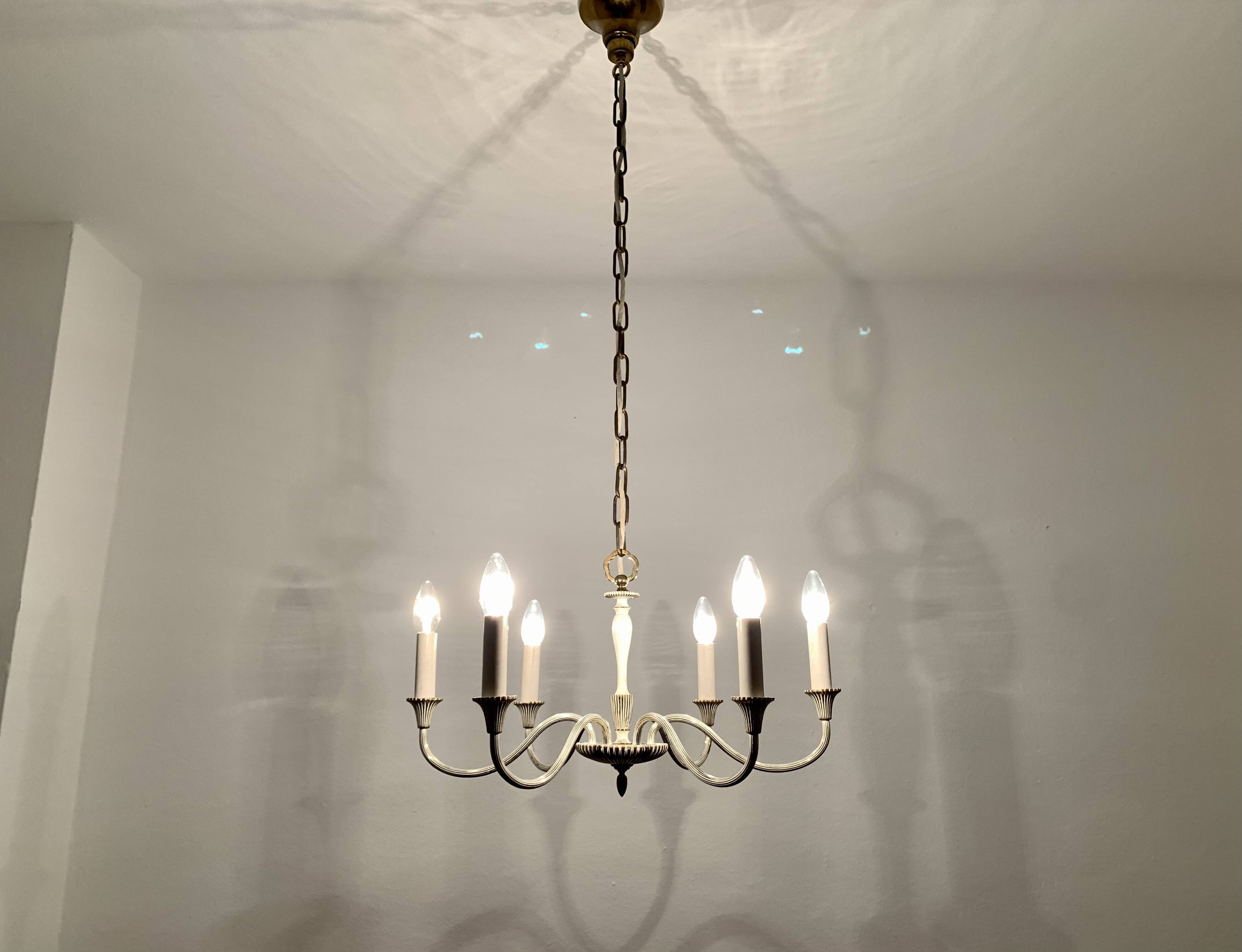 Brass Chandelier by Vereinigte Werkstätten München