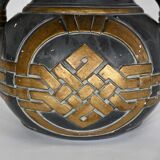 Terracotta vase anthracite and golden 1900