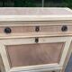 Secretary Louis XVI in stripped solid pine with a drop-down front and red leather, 1950.