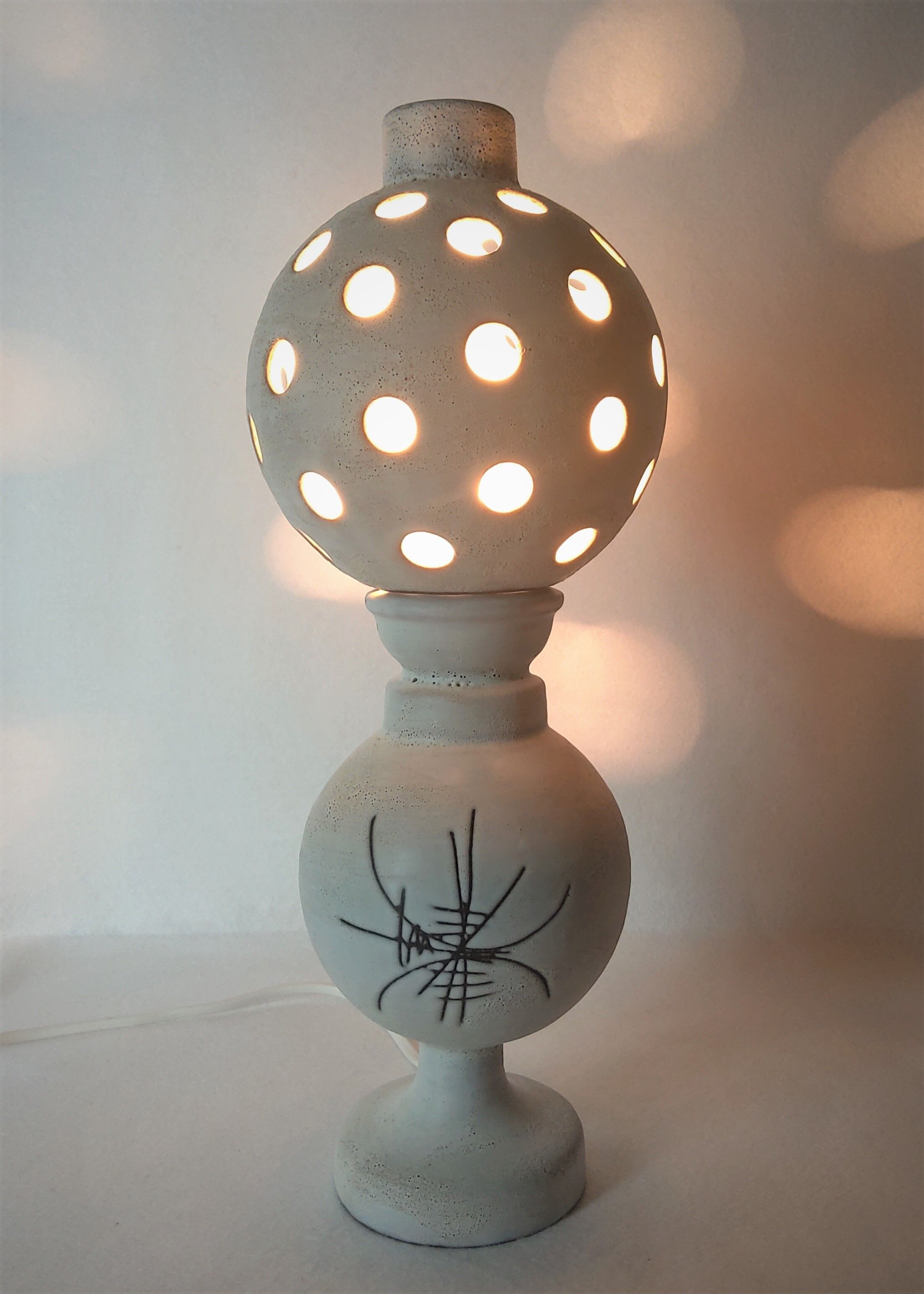 Henri Cimal Vallauris ceramic lamp, 1960