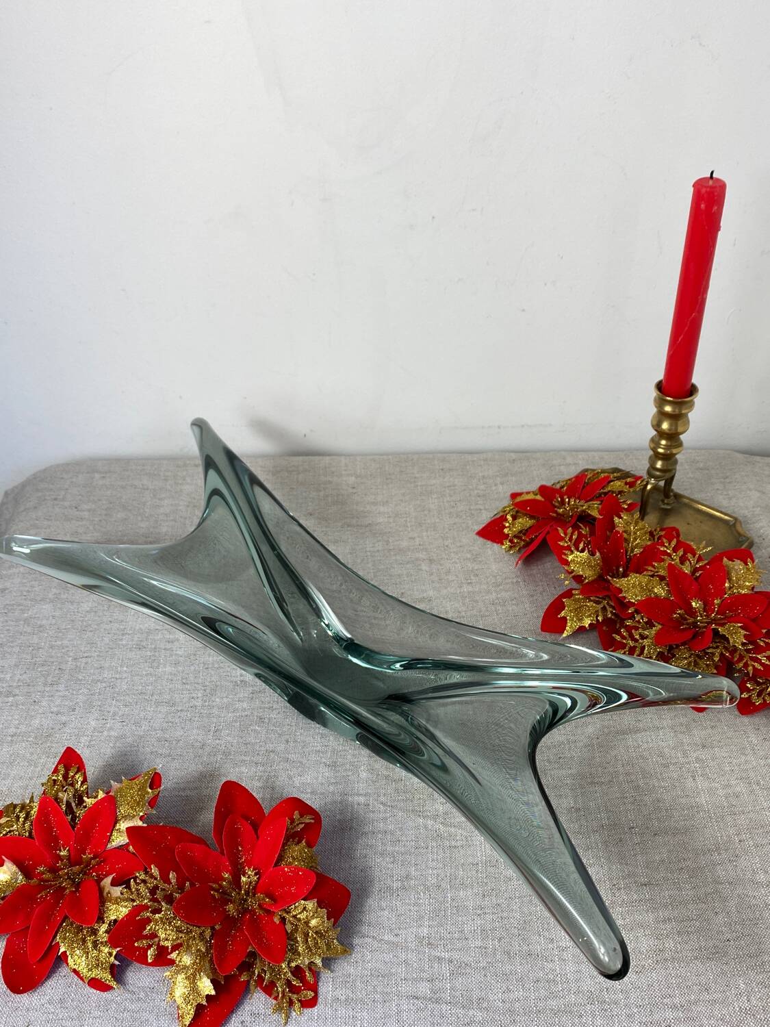 Coupe à fruits, centre de table en verre fumé