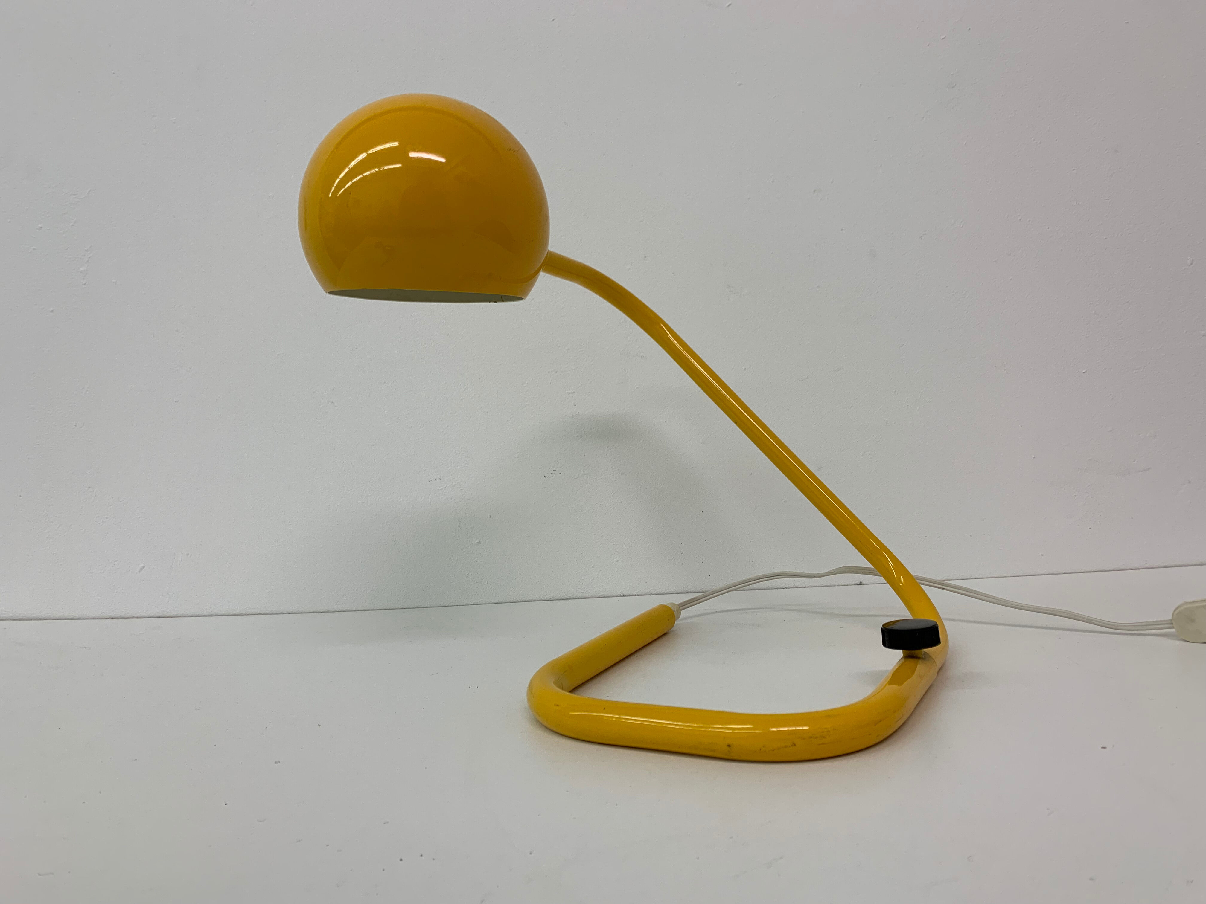 Mid-century design yellow tubular table lamp, 1970’s